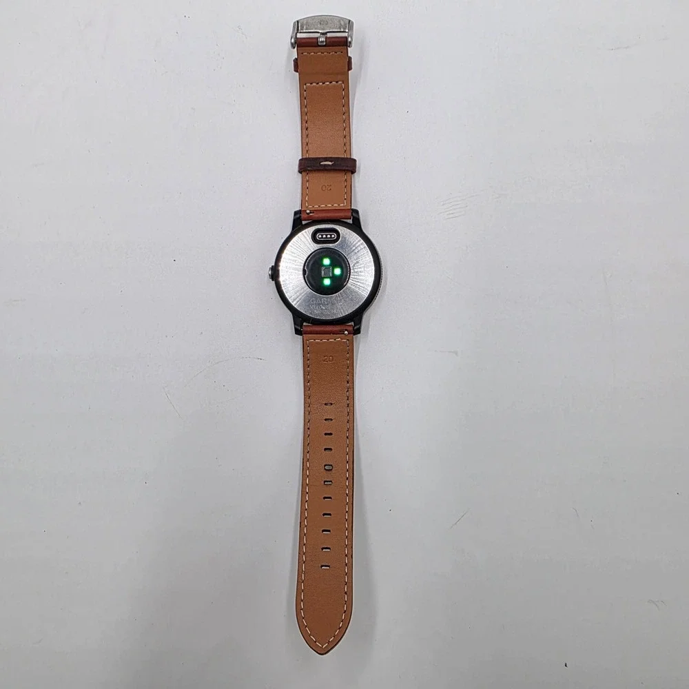 Garmin Vivoactive 3 Smartwatch Silver Stainless Steel Brown Leather GPS Watch